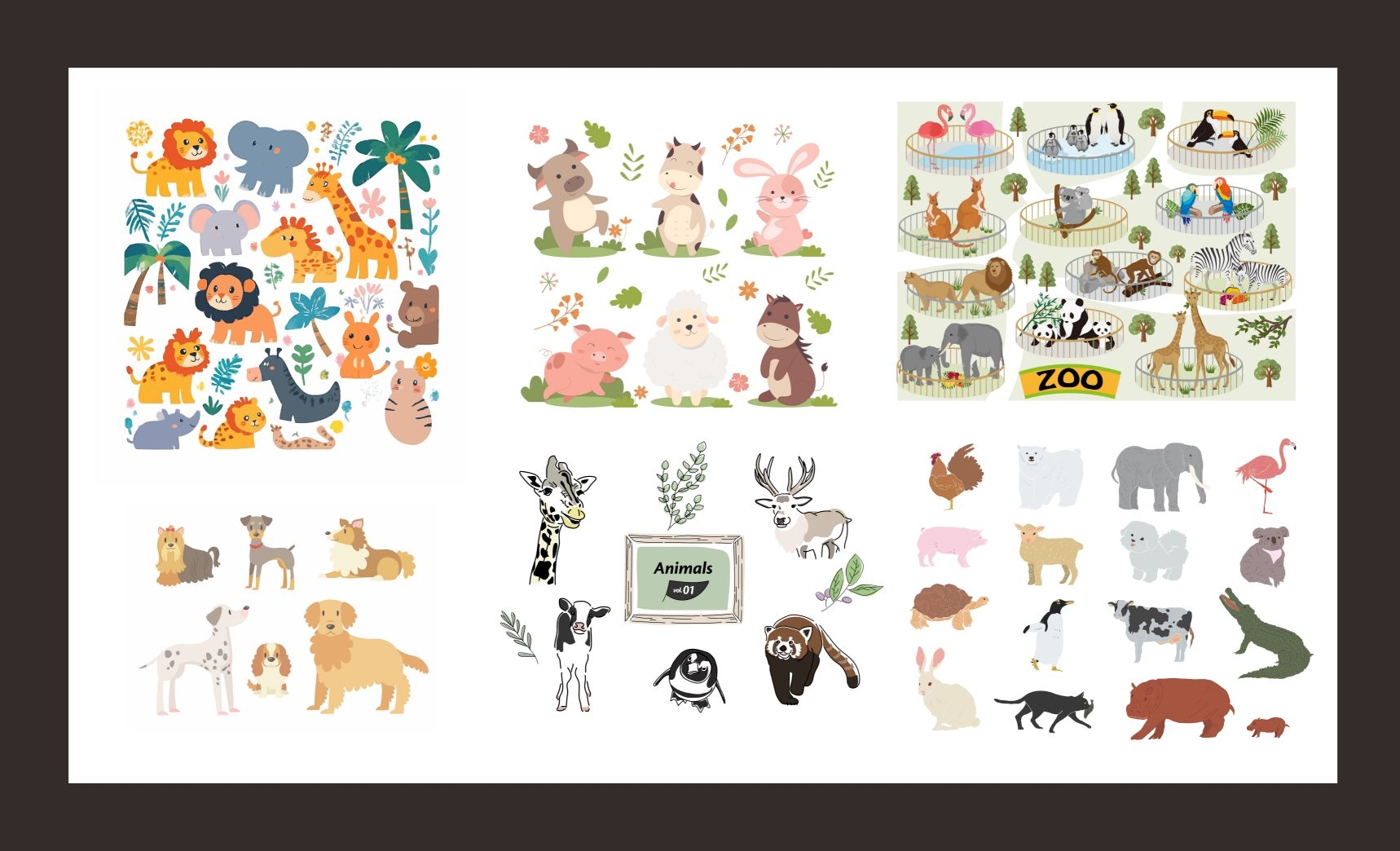 卡通百种动物贴纸壁画玻璃贴