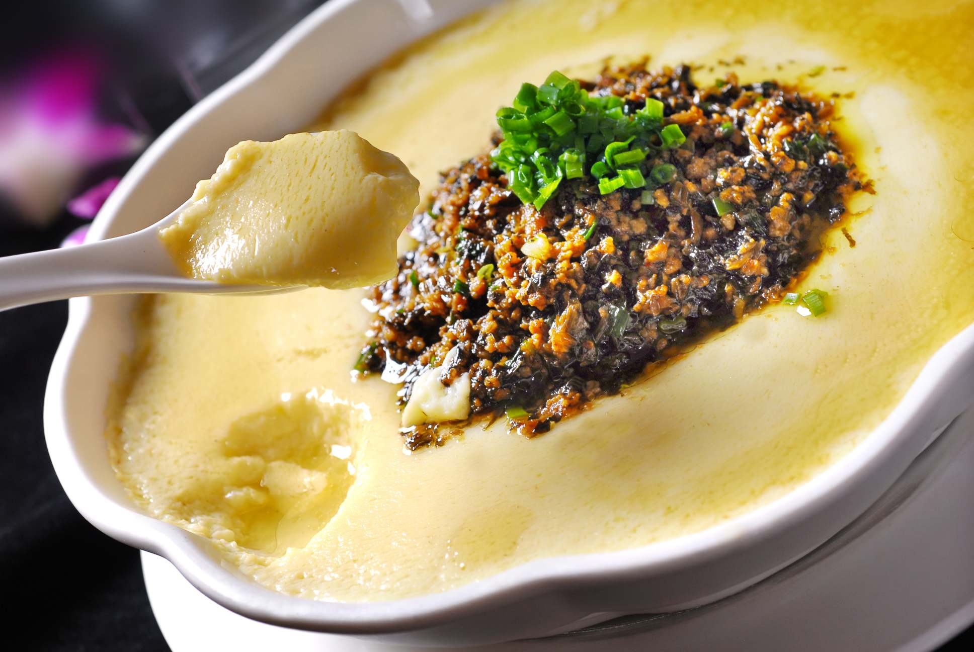 餐饮美食川菜热绍子蒸水蛋1高清图片