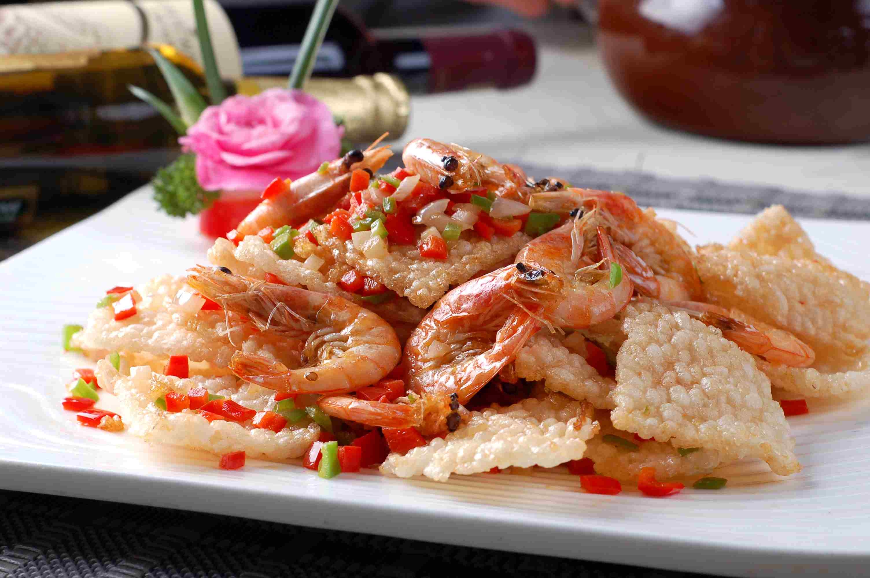 餐饮美食水晶锅巴虾宣传图片灯箱