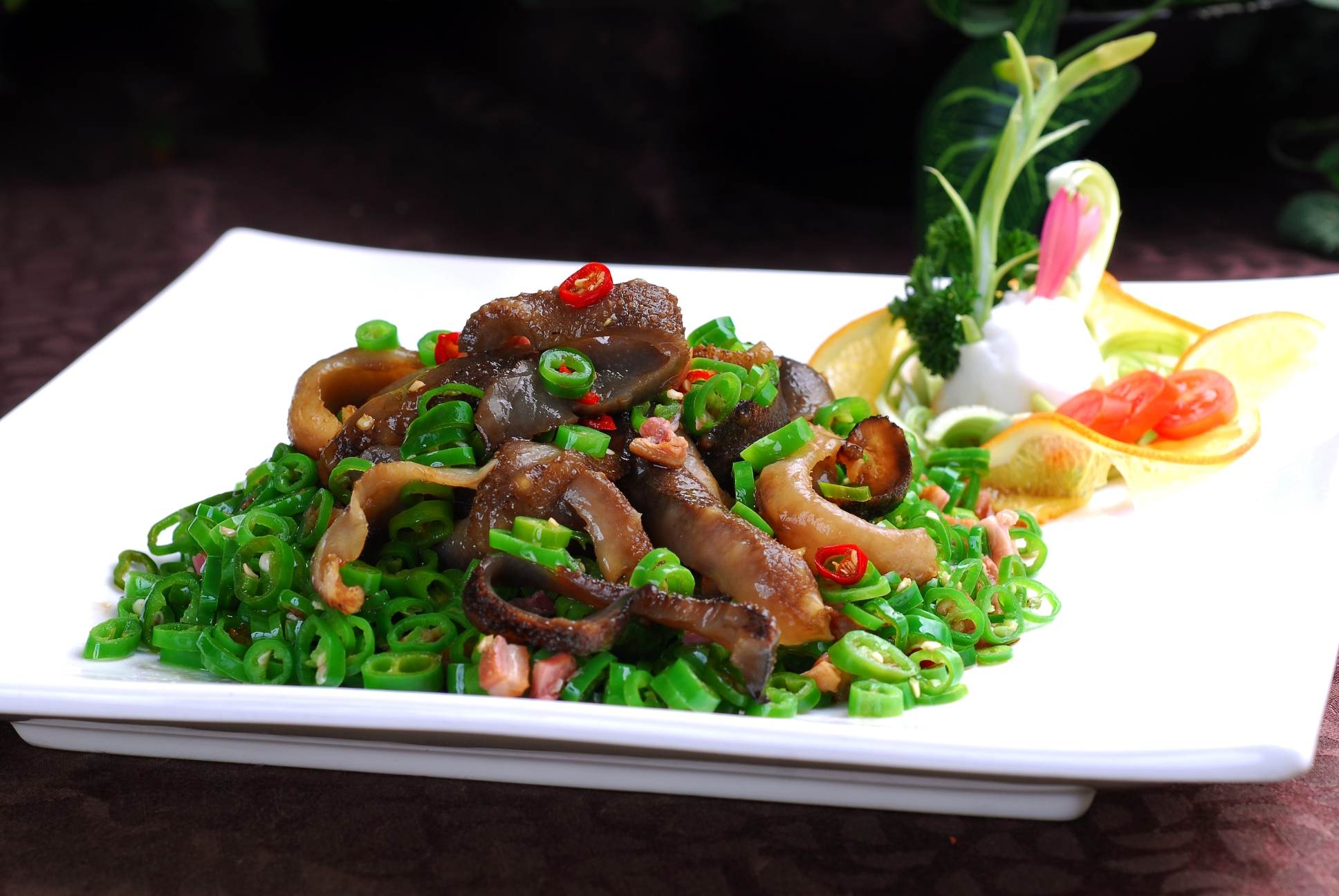 餐饮美食青椒肉碎海参宣传图片灯箱