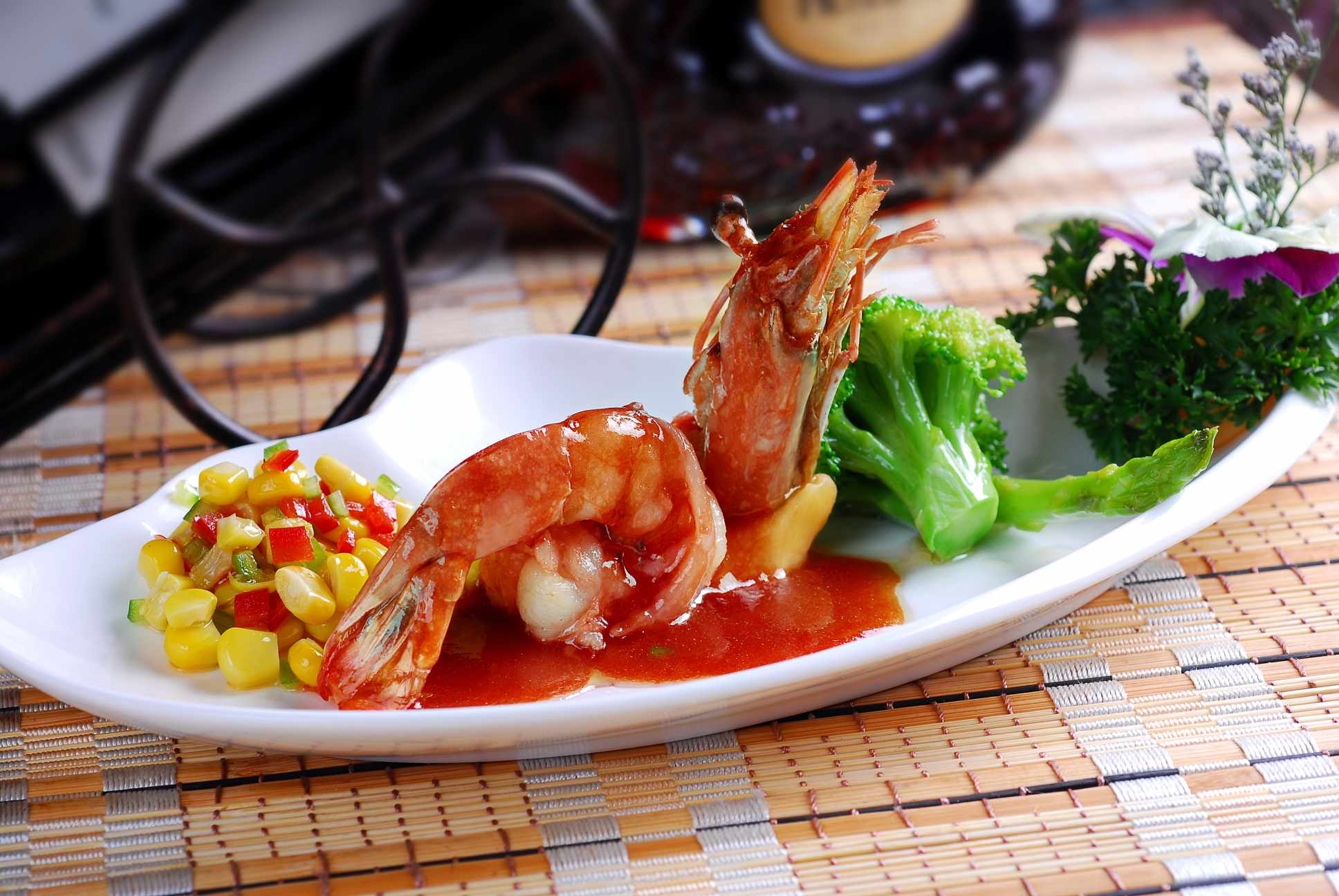 餐饮美食美极大虾高清图片