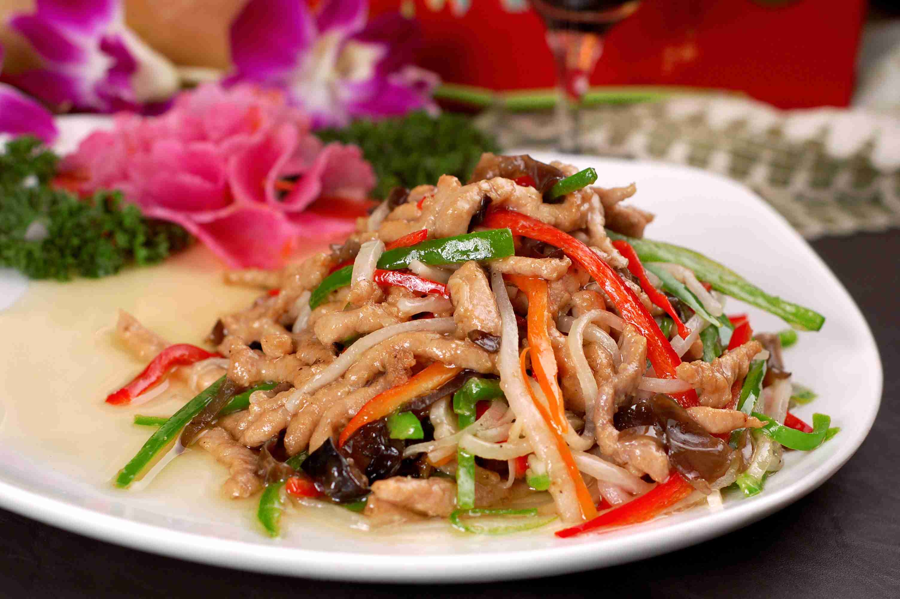 餐饮美食私房菜五彩鸡丝高清图片