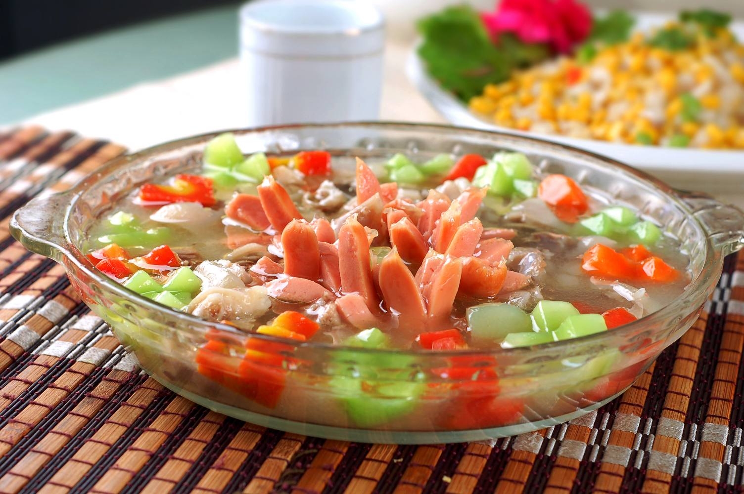 餐饮美食吉庆双花宣传图片灯箱