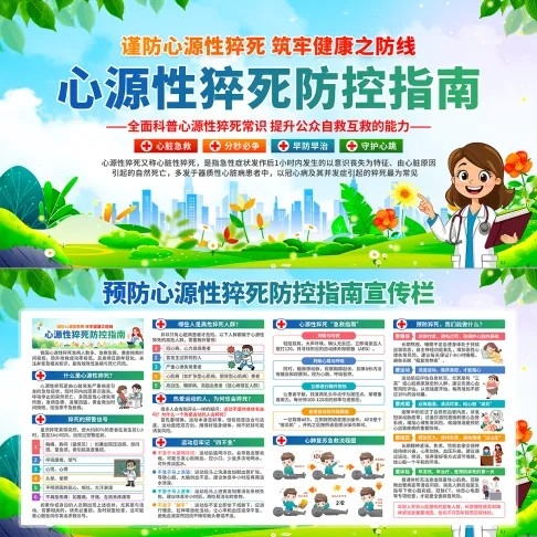 预防心源性猝死医疗疾病防治知识展板海报