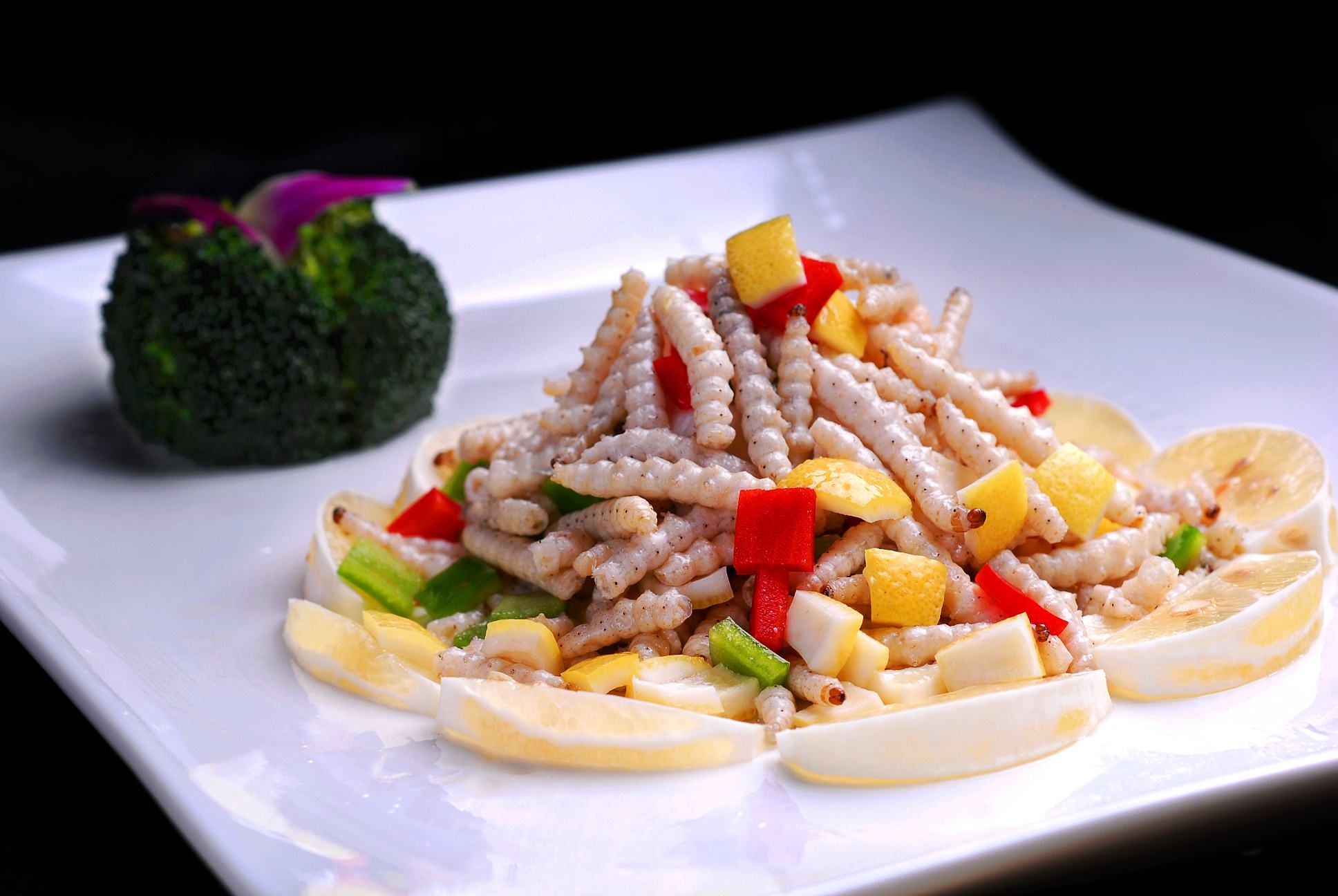 高清图片餐饮美食川菜精品川菜云南竹虫配金果高清图片