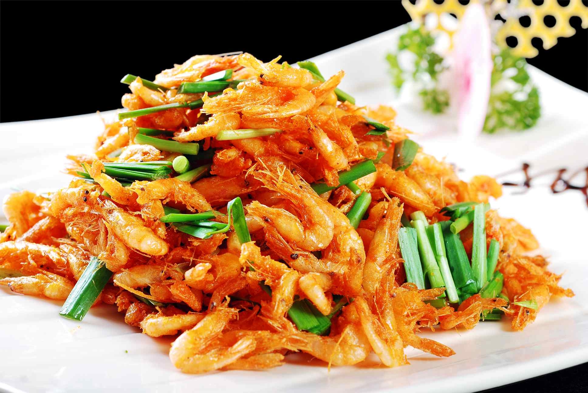 餐饮美食韭菜炒河虾宣传图片灯箱