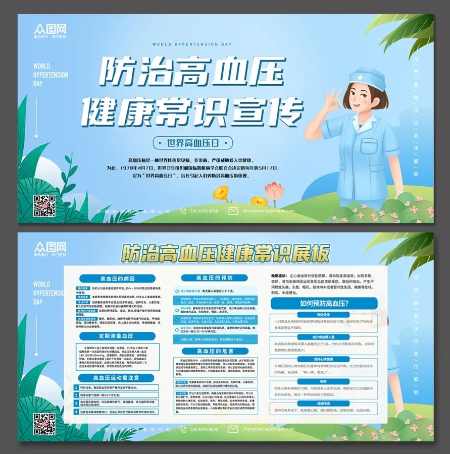 防治压世界高血压日宣传栏展板