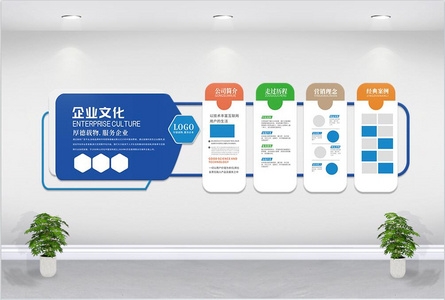 大气蓝色企业文化墙