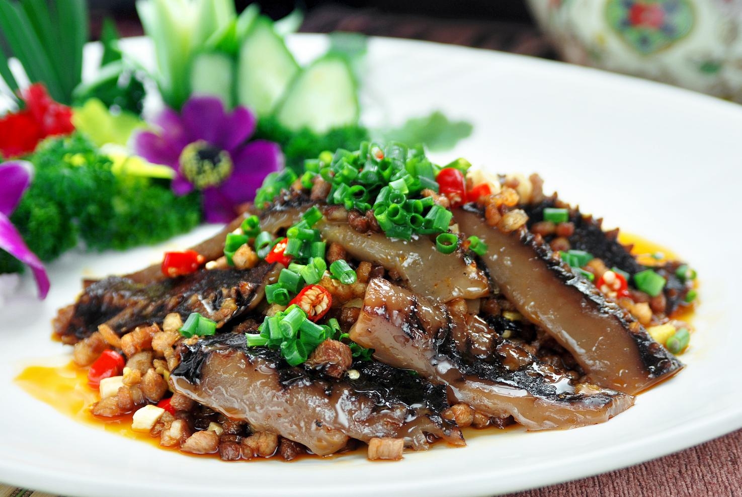 高清图片餐饮美食川菜干烧绍子辽参高清图片
