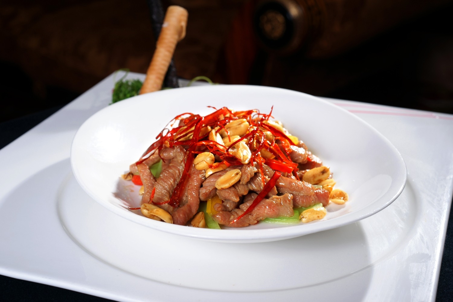 餐饮美食川菜椒香孜然鹿柳高清图片