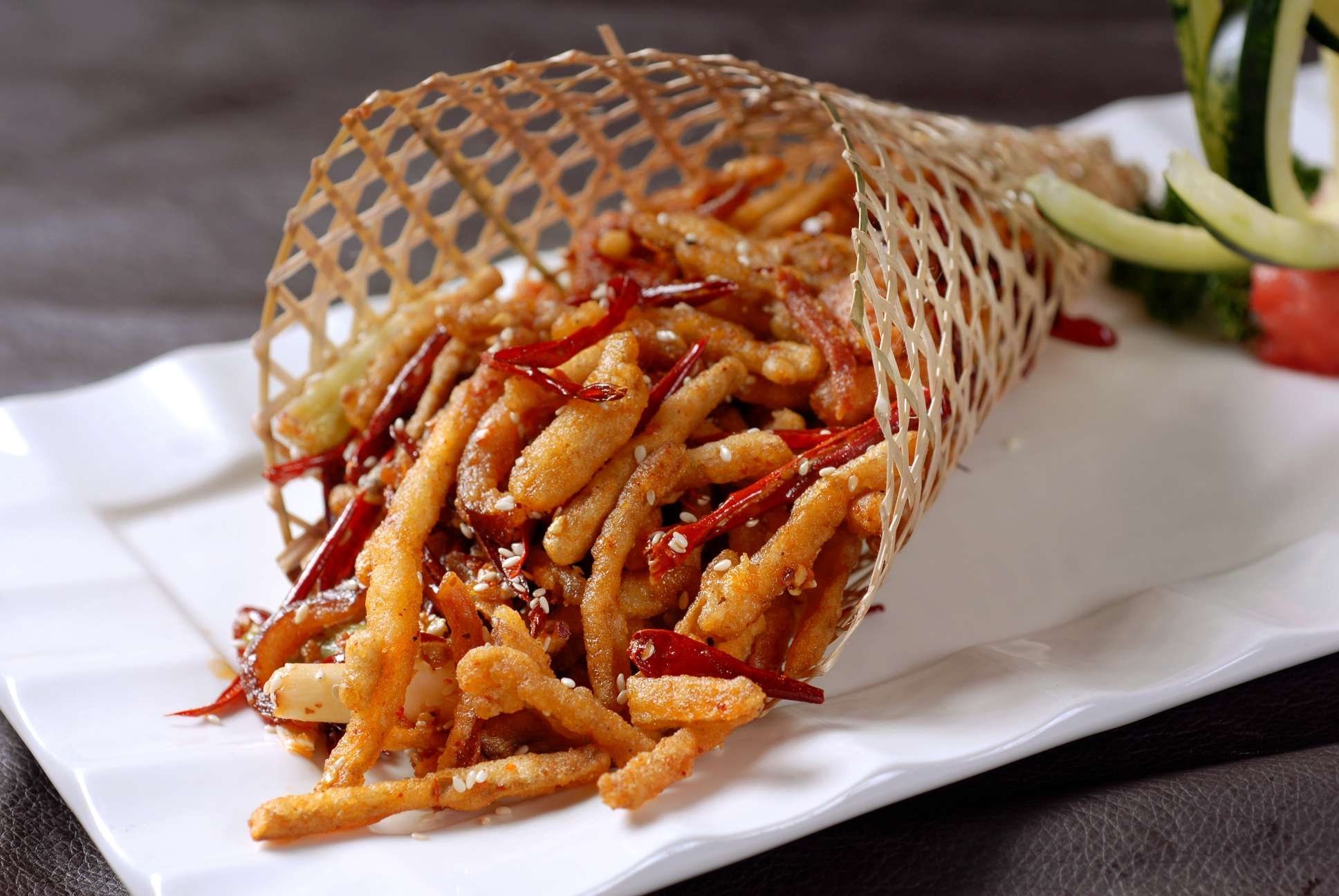 餐饮美食茶树茹炒鸭丝高清图片