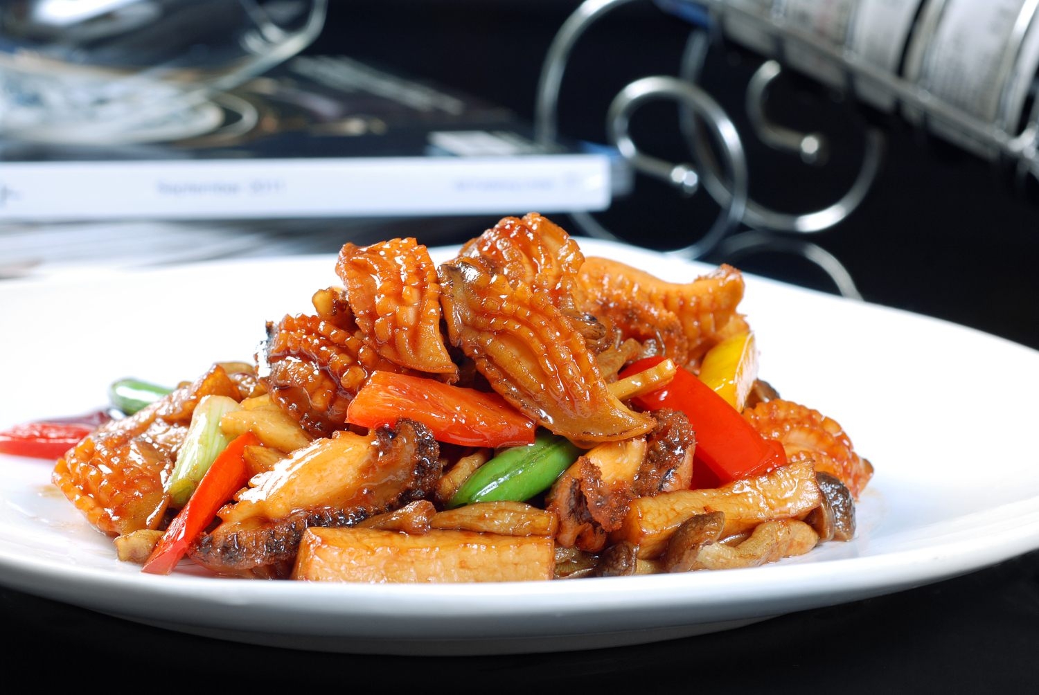 餐饮美食好味汁双菇炒鲜鲍宣传图片灯箱