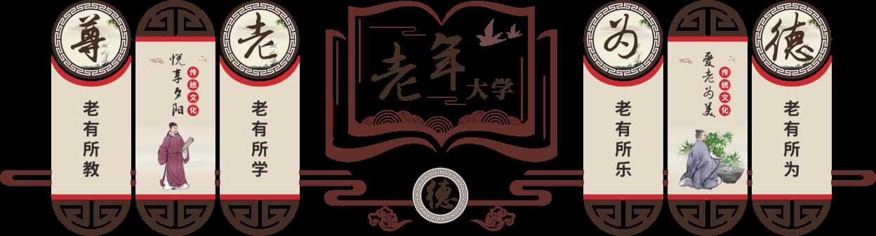 老年大学文化墙CDR素材源文件