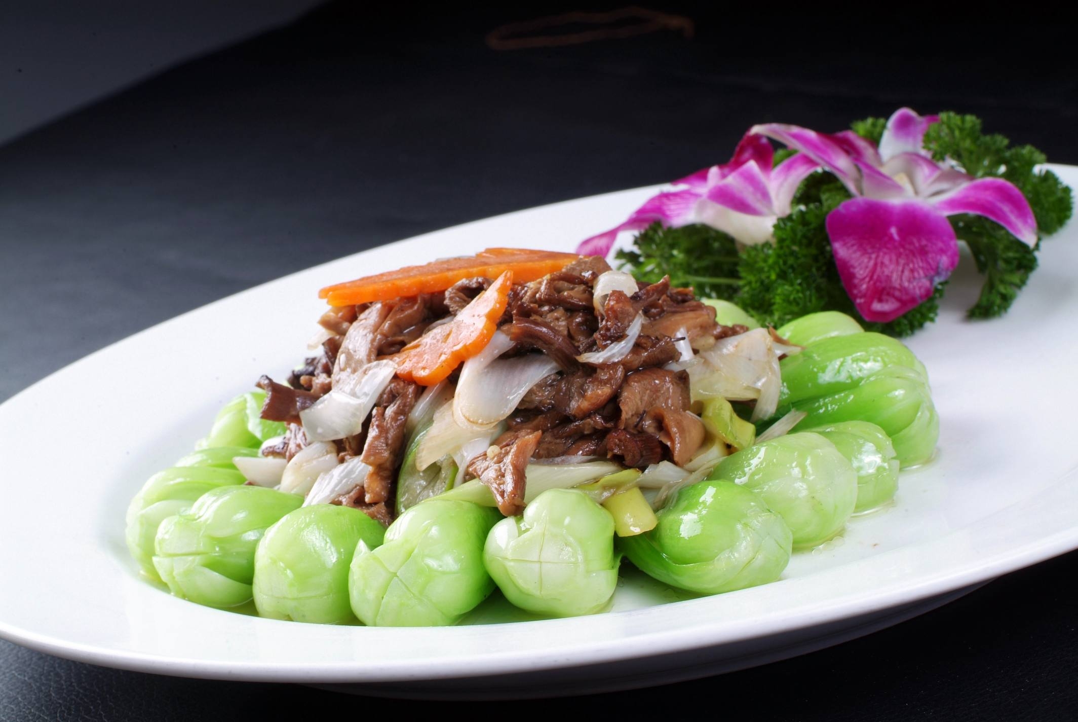 高清图片餐饮美食川菜乔府苔蘑扒菜胆高清图片595