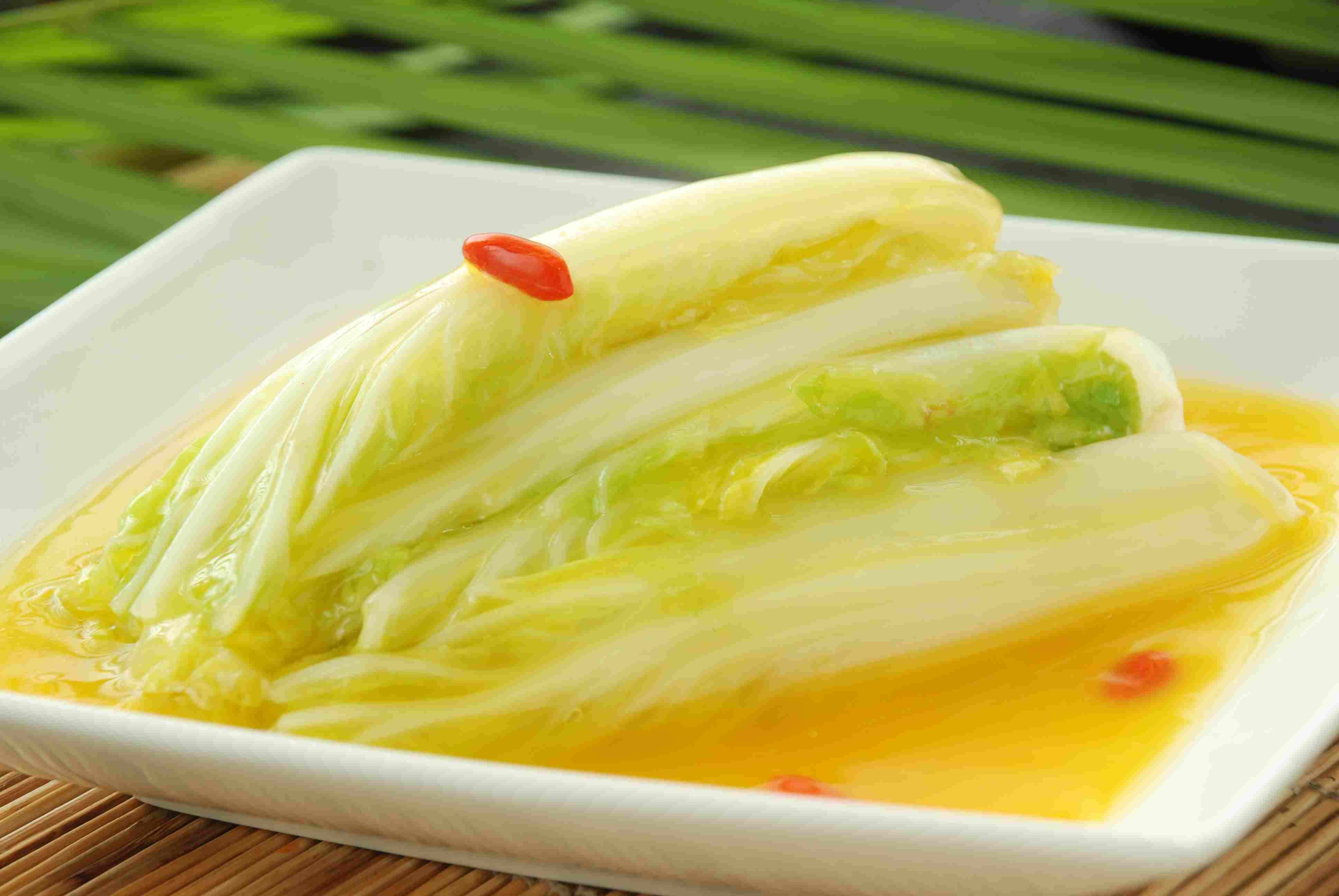 餐饮美食川菜素白菜鸡汁娃娃菜高清图片