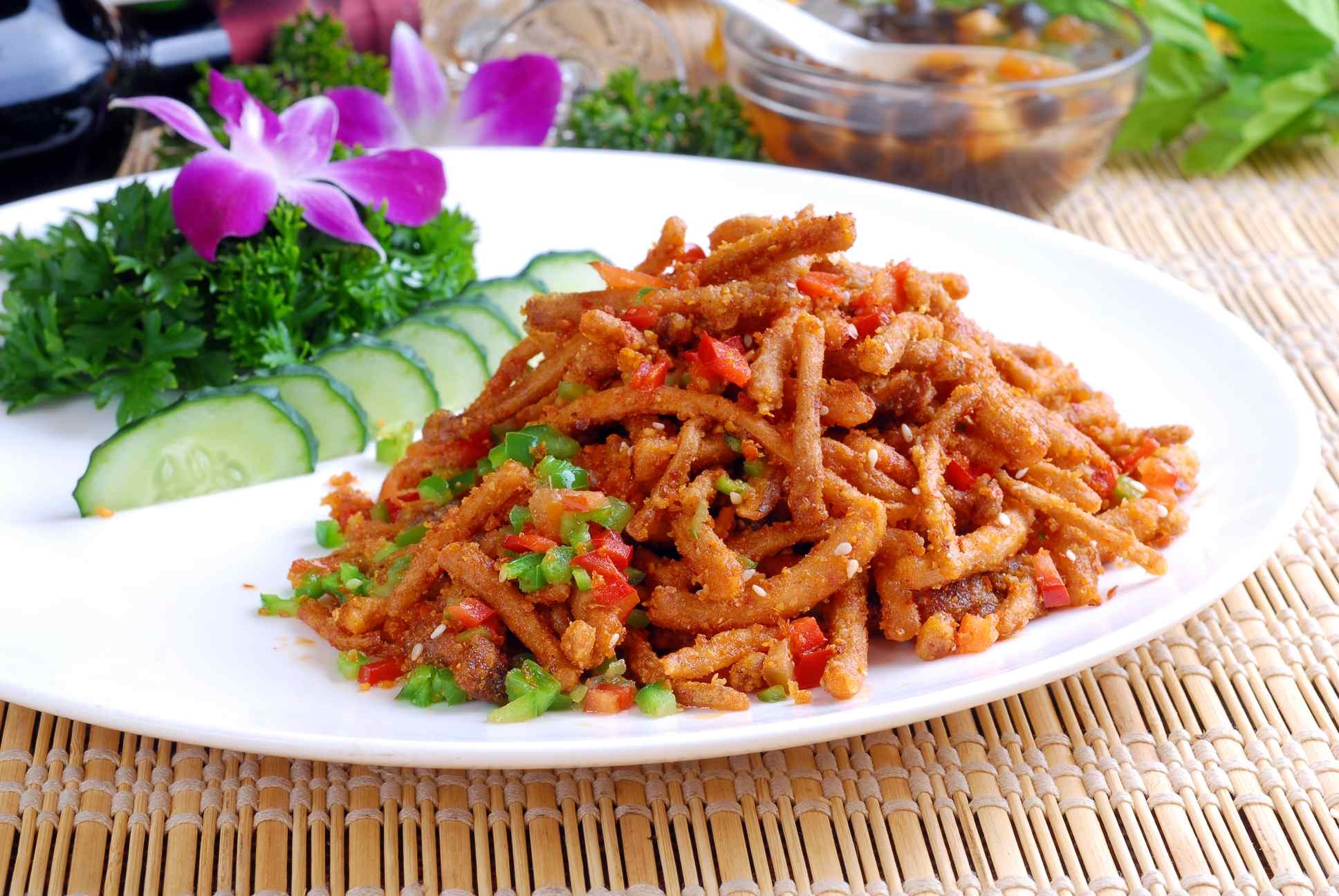 餐饮美食酥椒茶树菇高清图片