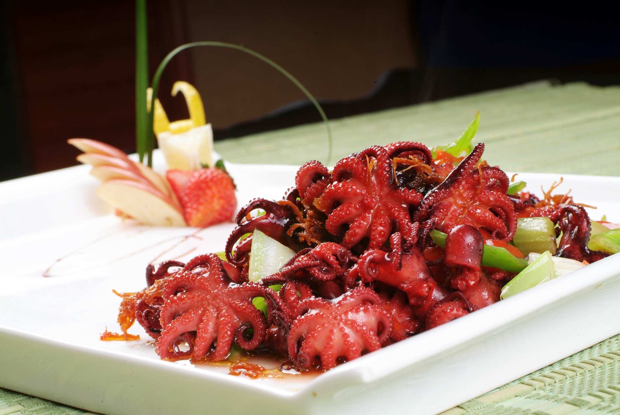 餐饮美食酱爆八爪鱼宣传图片灯箱