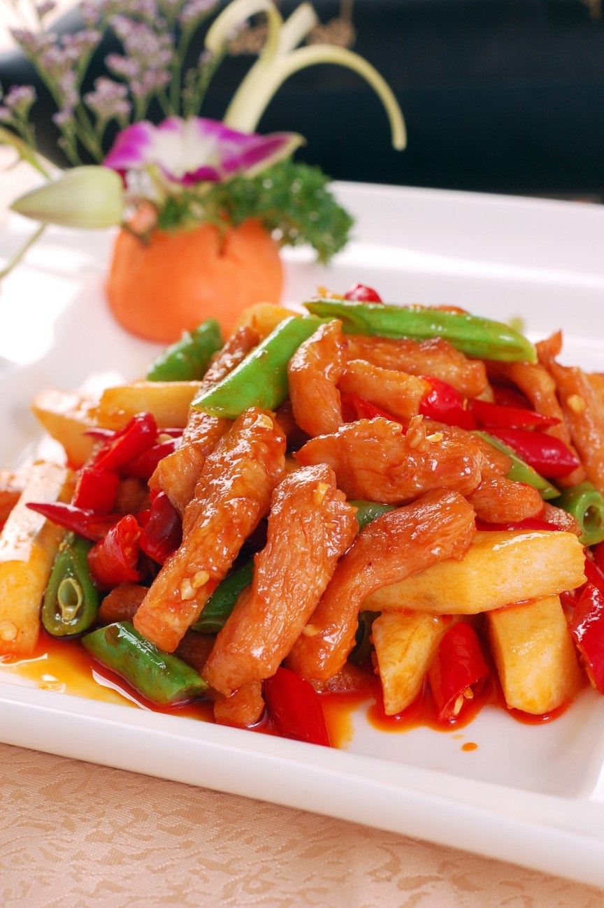 高清图片餐饮美食川菜山药爆爽肉高清图片