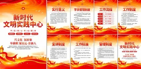 新时代文明实践中心制度党建分幅系列海报