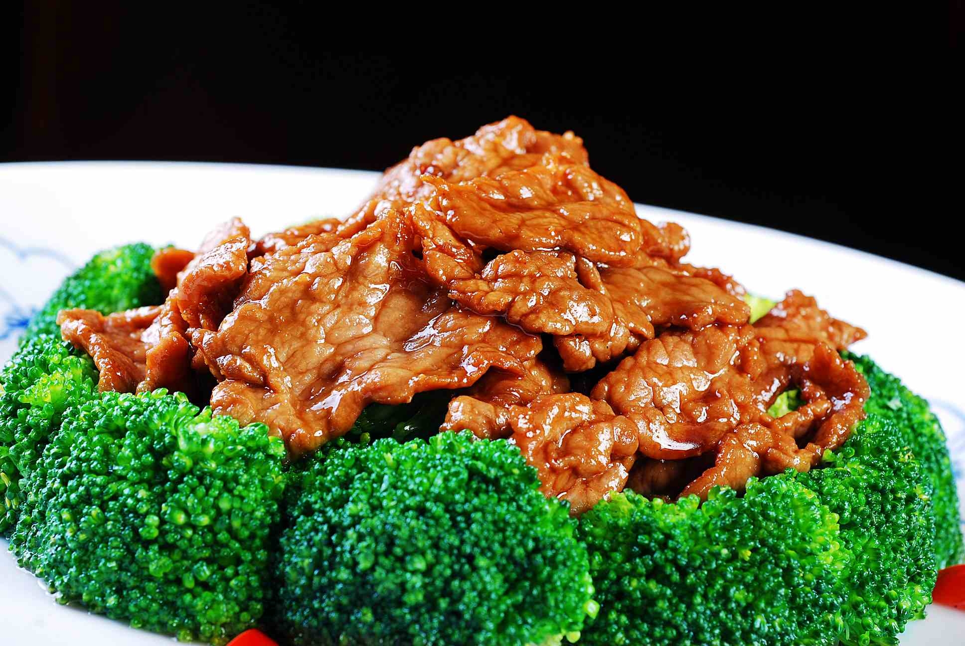 高清图片餐饮美食川菜西兰花爆牛柳高清图片