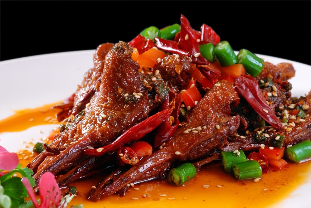 餐饮美食热菜孜然鸭唇高清图片