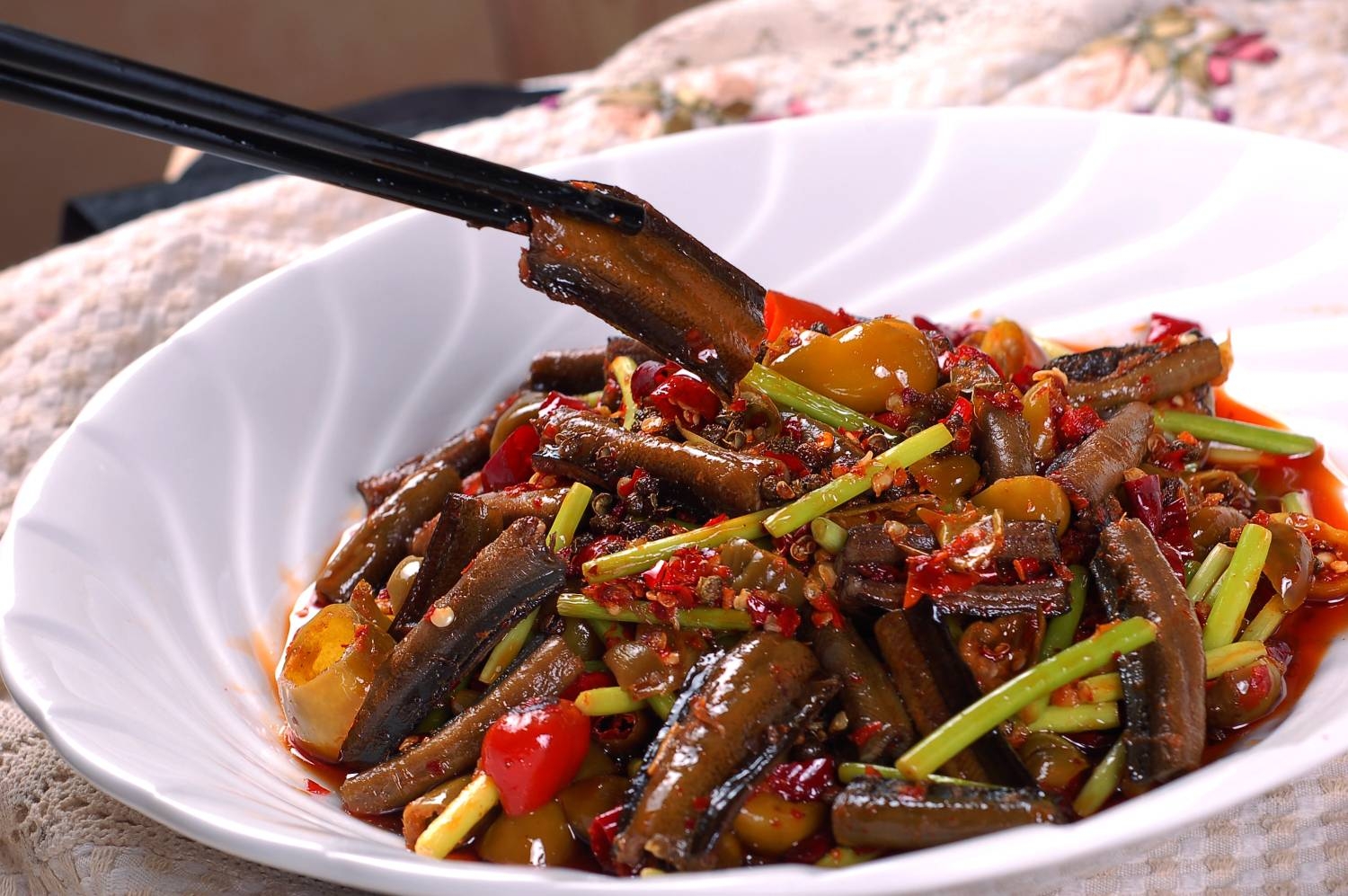 餐饮美食热菜花椒土鳝鱼宣传图片灯箱