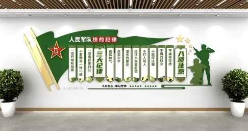 三大纪律八项注意部队军营部队党建文化墙