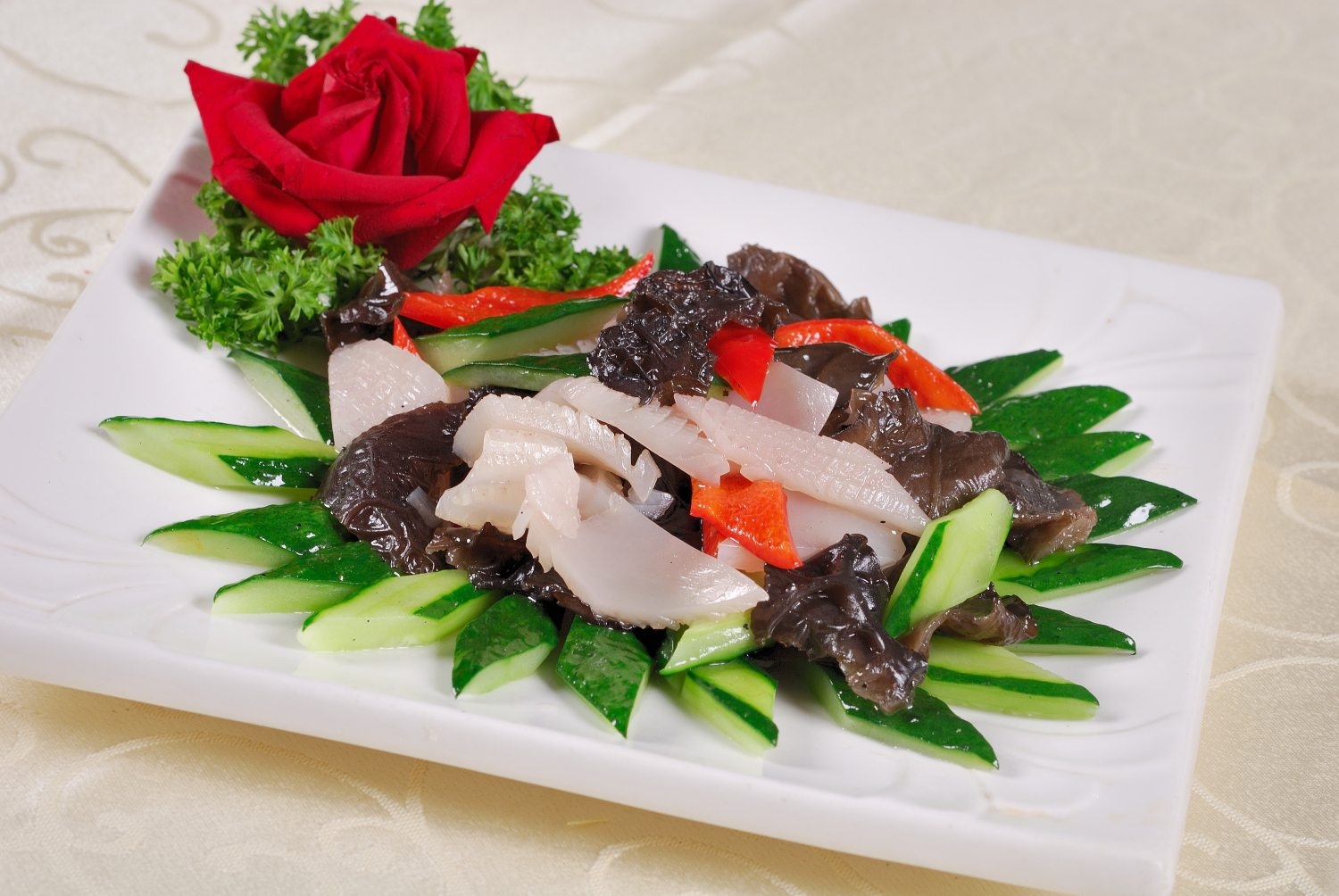 高清图片餐饮美食川菜青瓜木耳炒鲜鱿高清图片