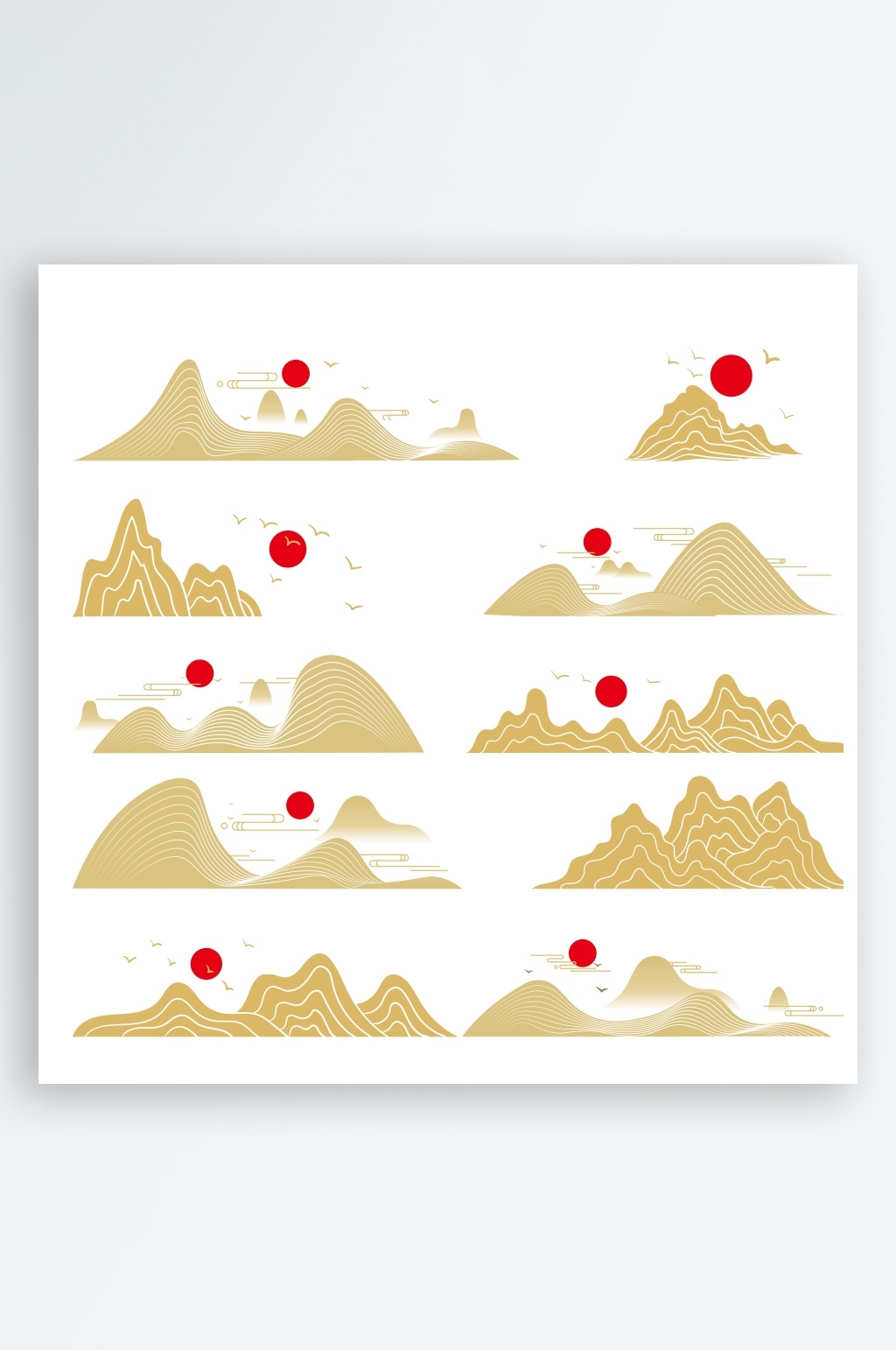 纹理包装山纹纹理山水元素线条矢量CDR