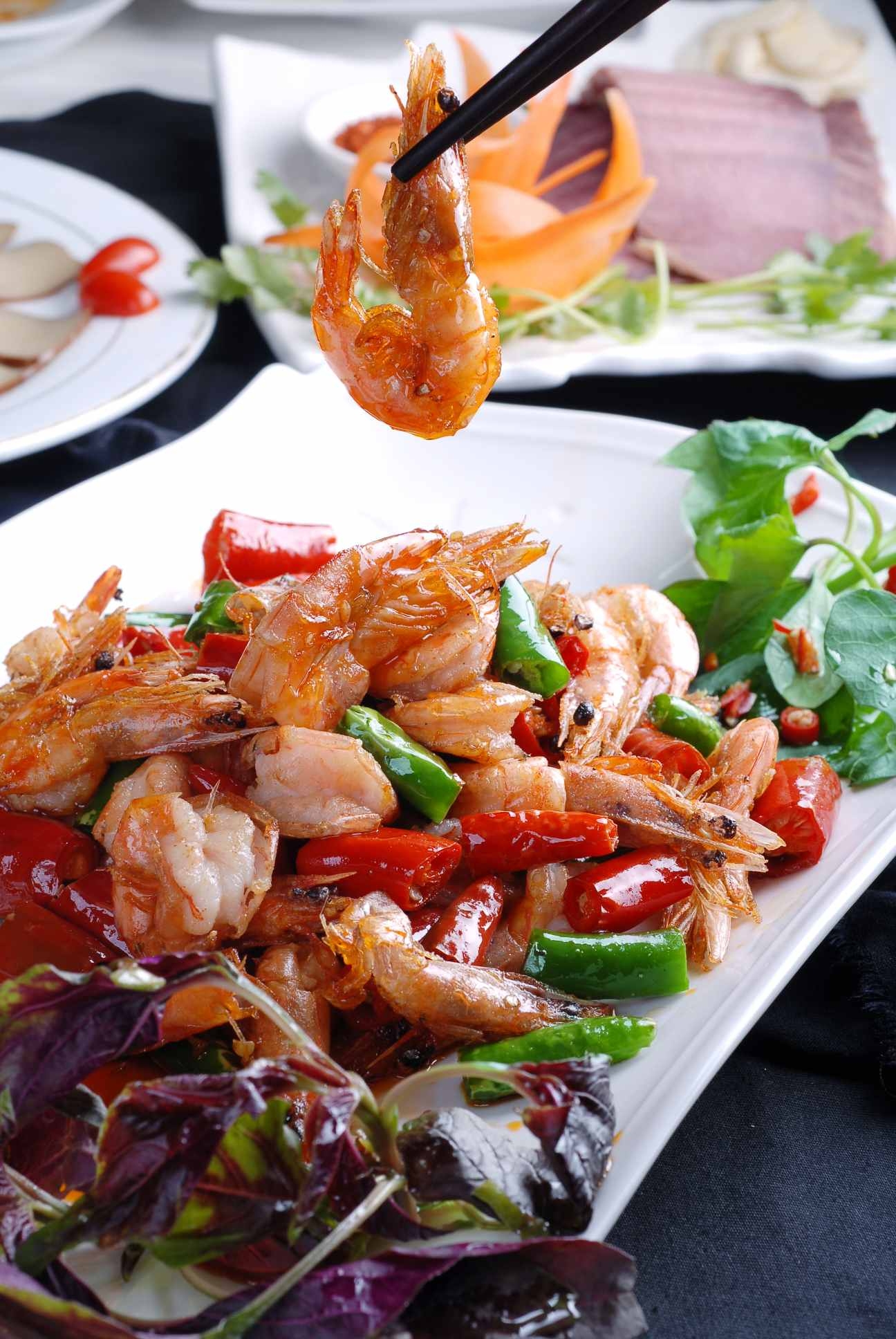 餐饮美食川菜杭椒爆基围虾高清图片212