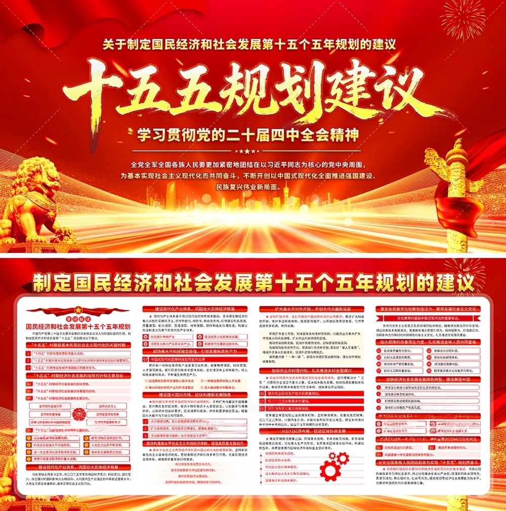 十五五规划建议纲要展板宣传栏PSD源文件