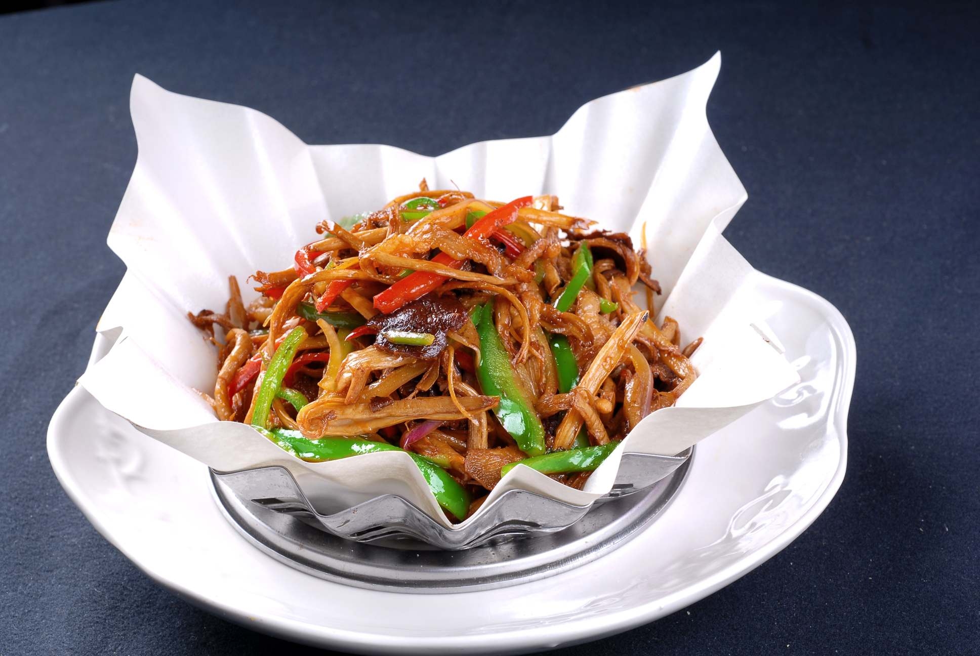 餐饮美食鲍汁手撕茶树菇宣传图片灯箱