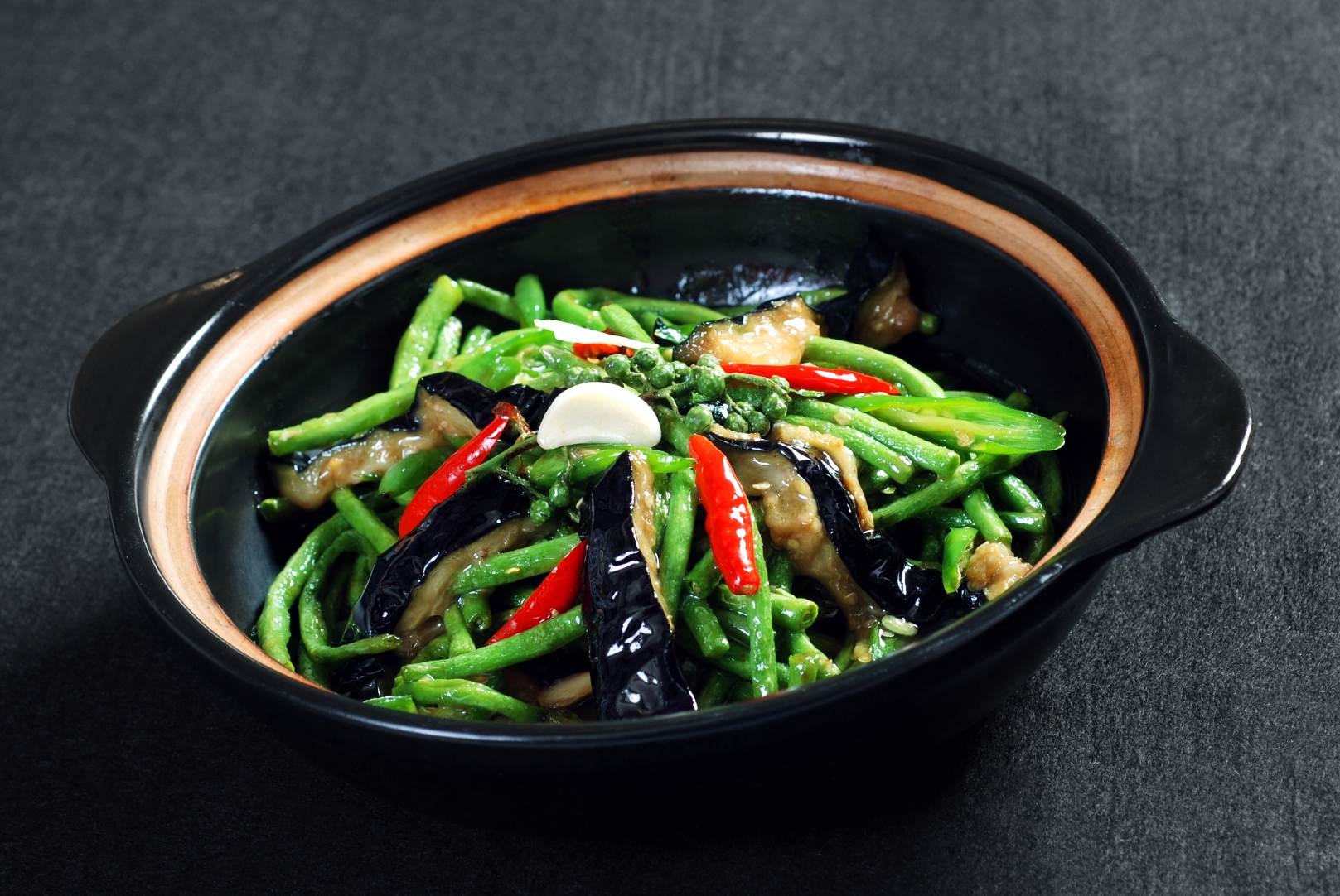 高清图片餐饮美食川菜茄子炒豇豆高清图片