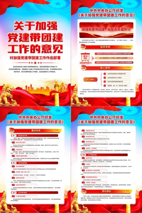 加强党建带团建工作的意见共青团挂图海报