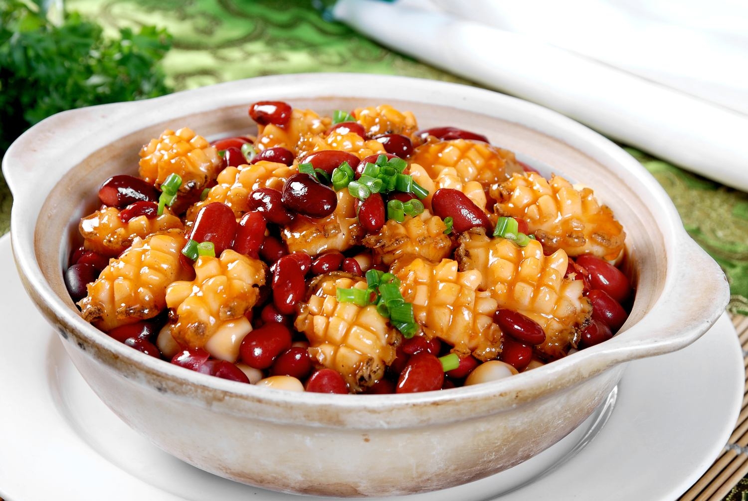 高清图片餐饮美食川菜红腰豆焖鲜鲍高清图片