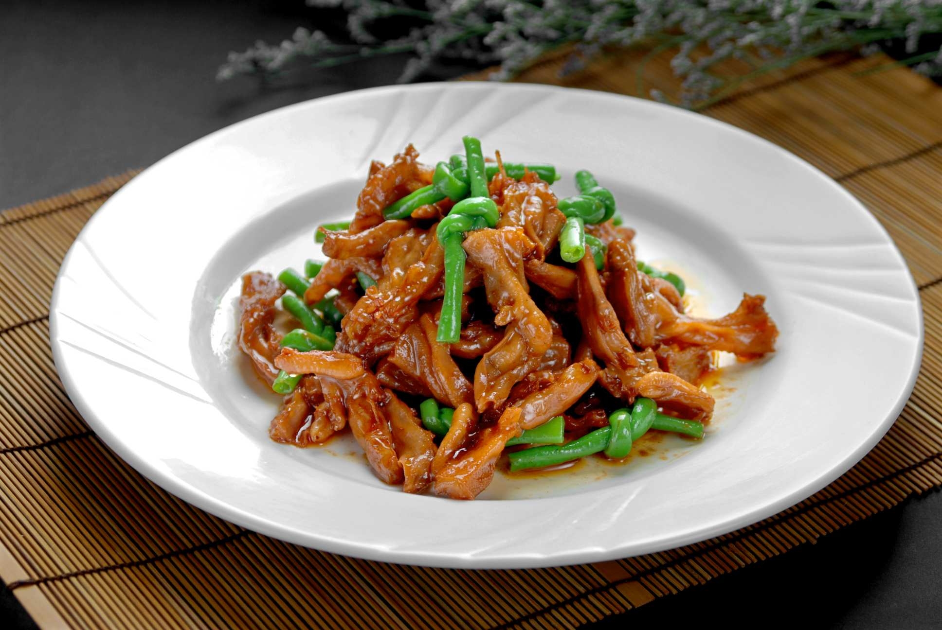 高清图片餐饮美食川菜嫩豇豆爆鹅掌高清图片