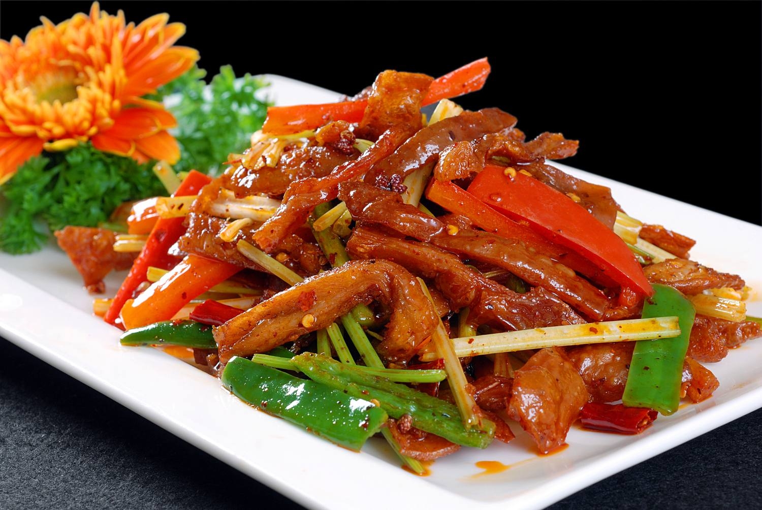 餐饮美食干煸肠头高清图片