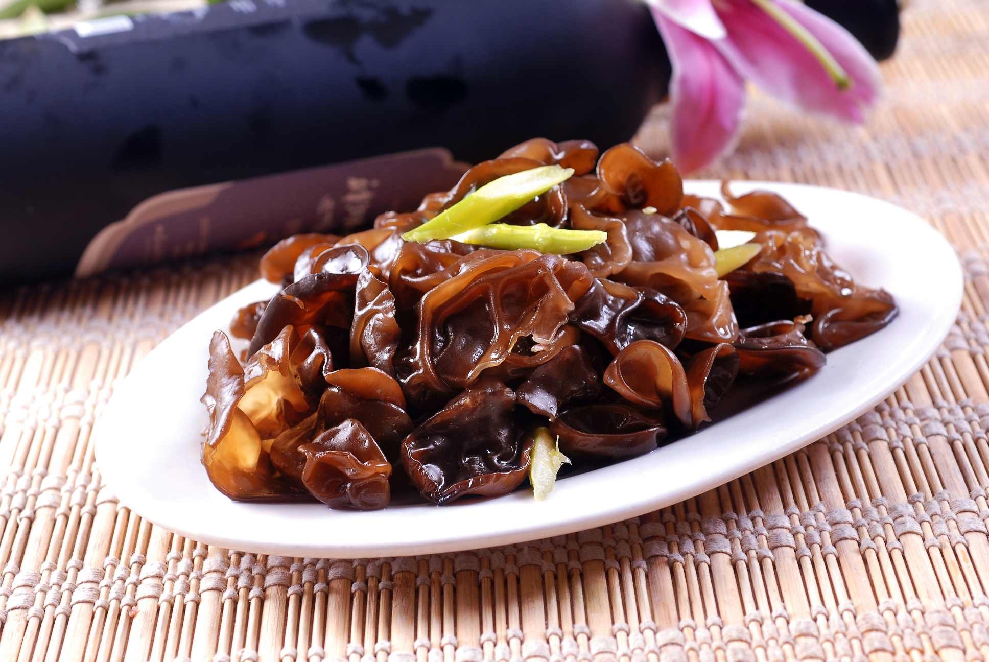 餐饮美食木耳炒芦笋高清图片