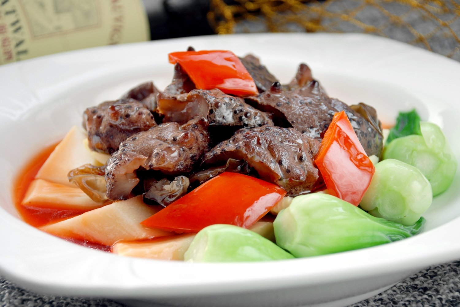 高清图片餐饮美食川菜蚝汁冬笋烧海参高清图片