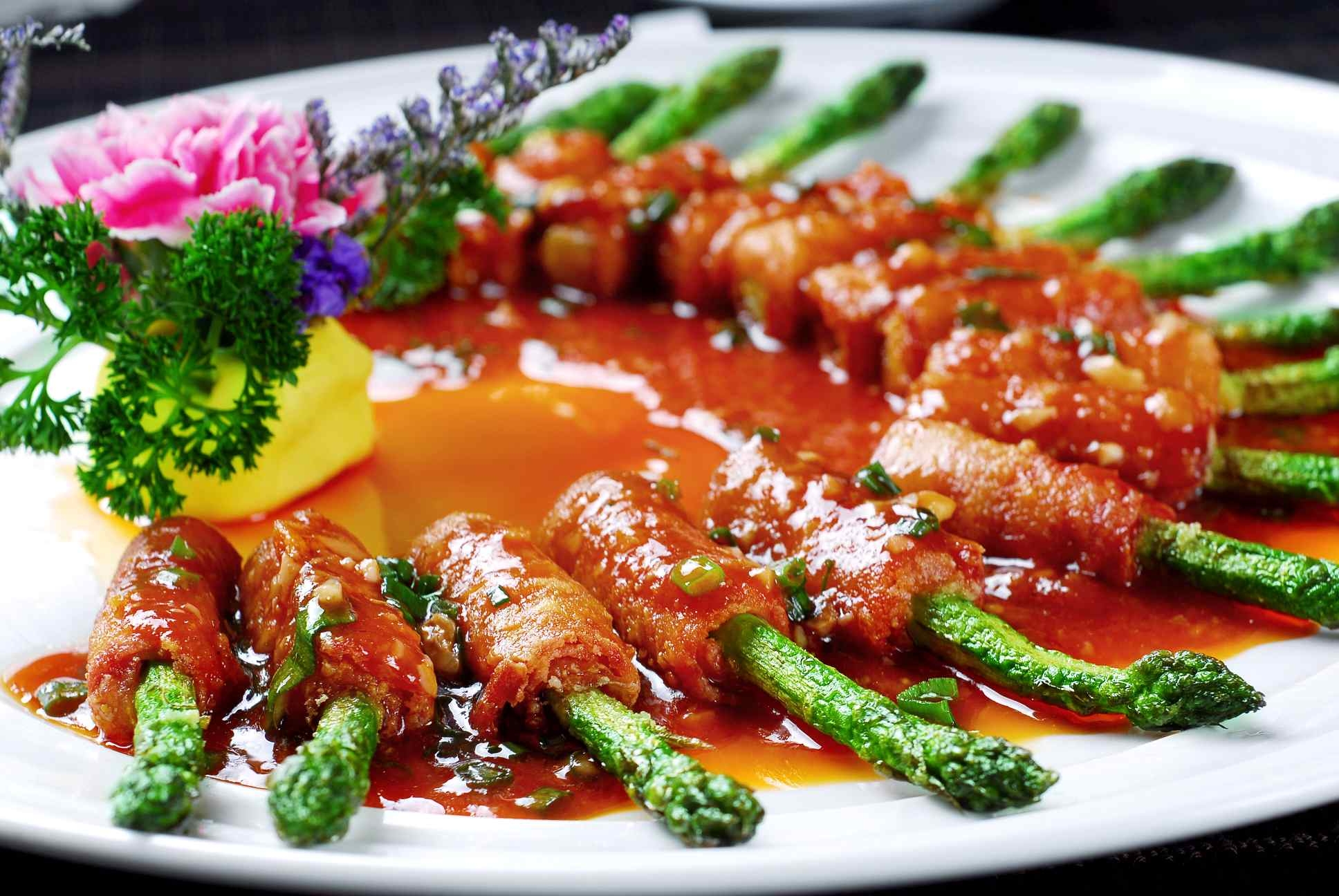 高清图片餐饮美食川菜江湖芦笋培根高清图片