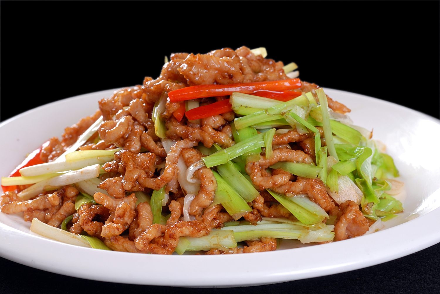 韭黄肉丝高清图片