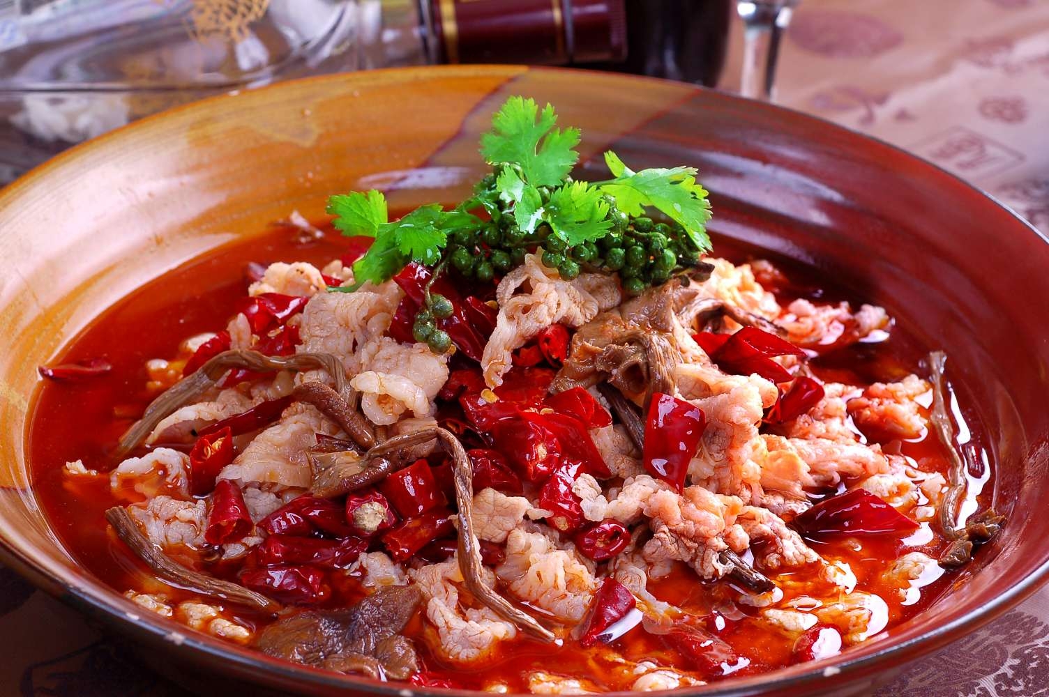 高清图片餐饮美食川菜茶树红汤肥牛高清图片