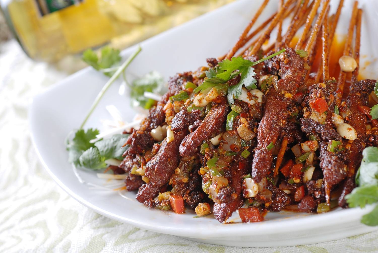餐饮美食川菜绿草羊肉串高清图片473