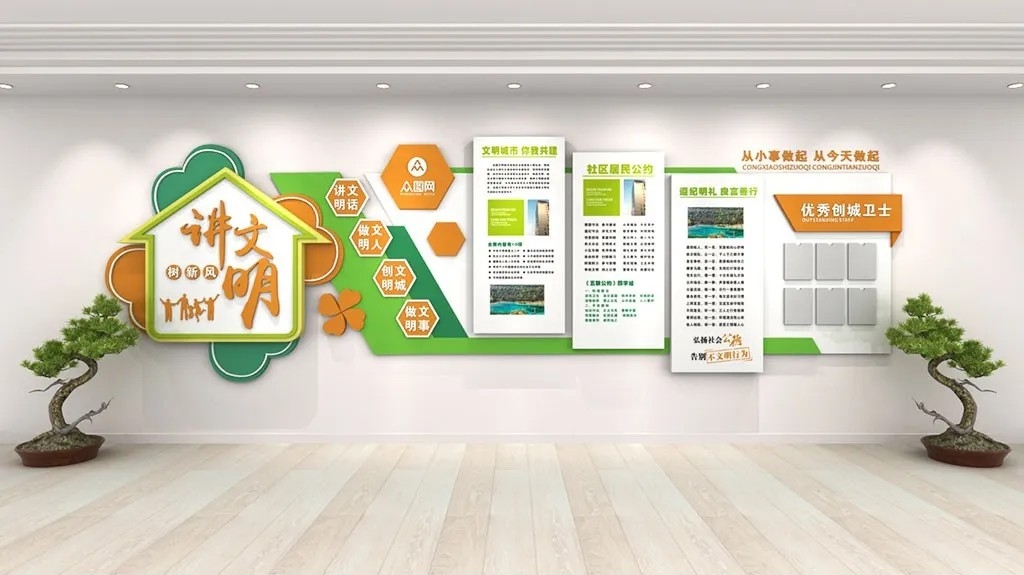 文明创建讲文明树新风创文明城社区文化墙