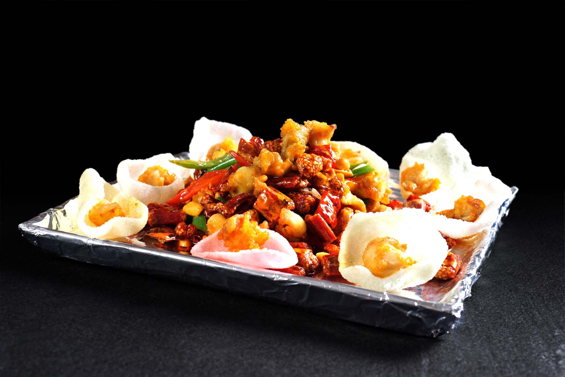 餐饮美食热-蒜香脆鸡骨宣传图片灯箱