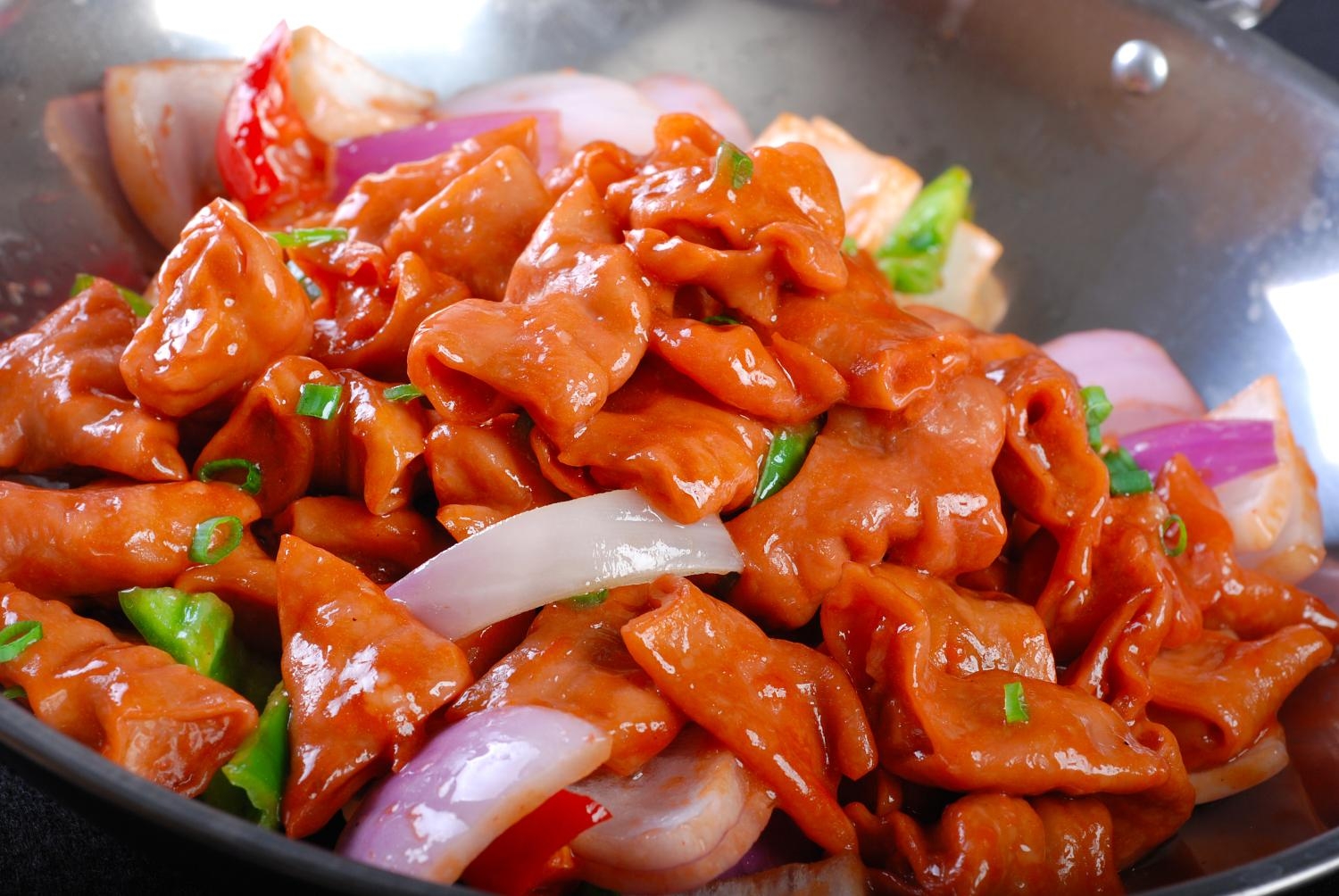 餐饮美食酱爆肥肠高清图片