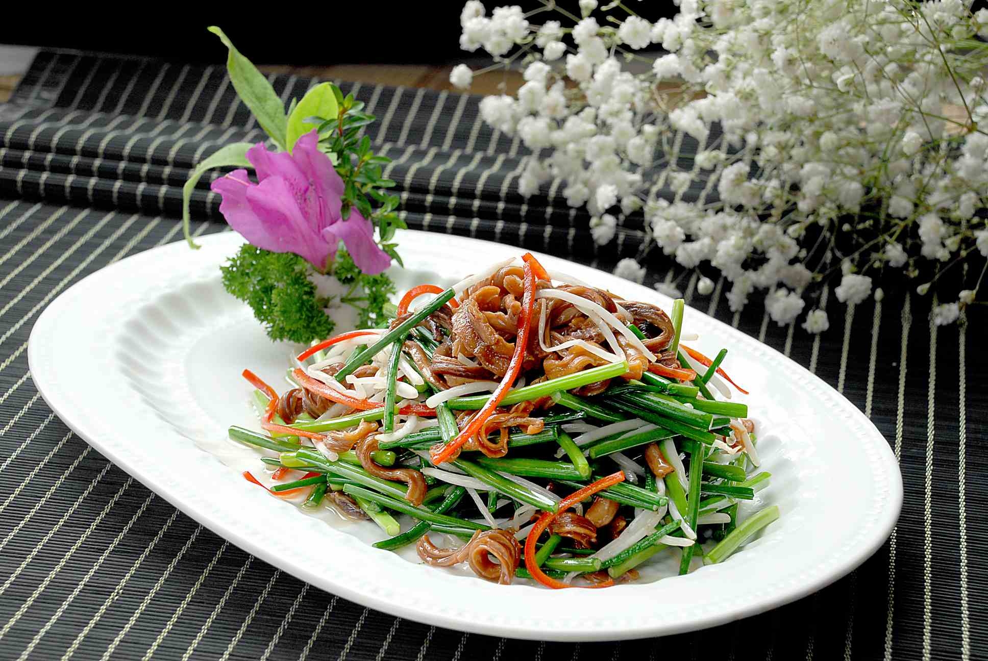 高清图片餐饮美食川菜韭黄鹿鞭丝高清图片