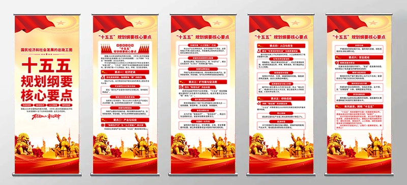十五五规划建议纲要PSD易拉宝素材模板