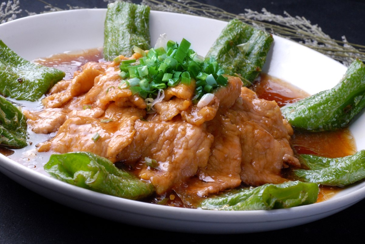 餐饮美食川菜虎皮牛柳高清图片