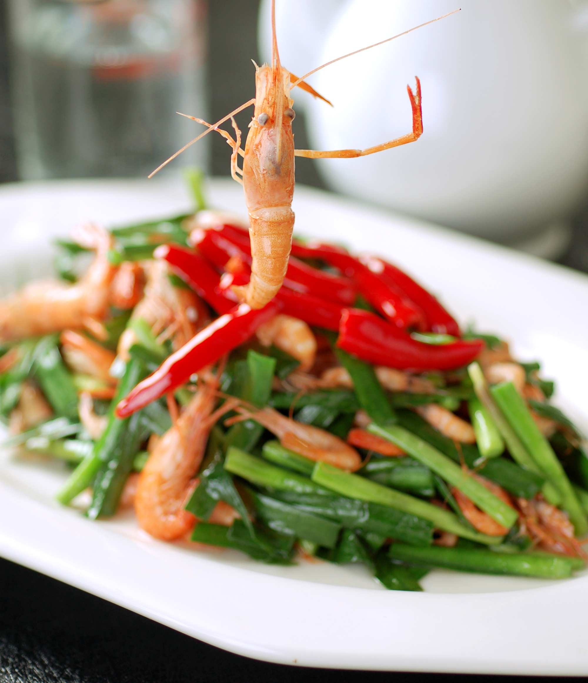 餐饮美食川菜韭香虾高清图片